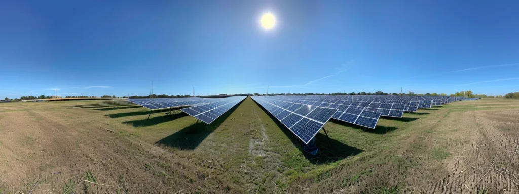 a sprawling solar panel field under a clear blue sky, generating clean energy for babcock ranch's sustainable community.