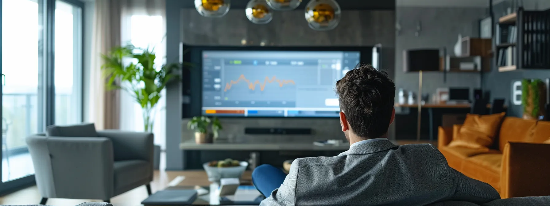 a homeowner anxiously watches a digital display showing fluctuating mortgage rates while a real estate agent offers advice in a modern, sleek office setting.