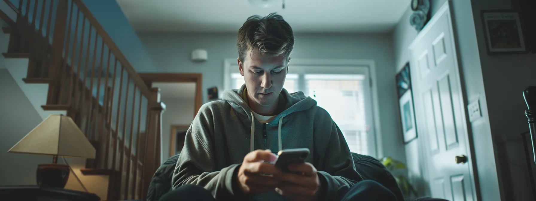 a nervous home buyer anxiously checks their phone for updates on their contingent offer as a confident seller reviews multiple pending offers, highlighting the tense negotiation process in real estate transactions.