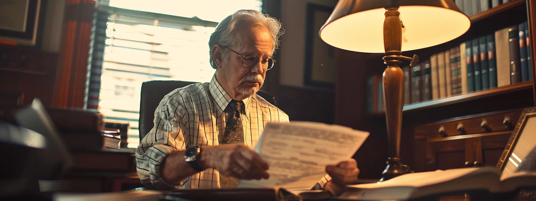 a church administrator reviewing legal documents with tax and legal professionals in a well-lit office.