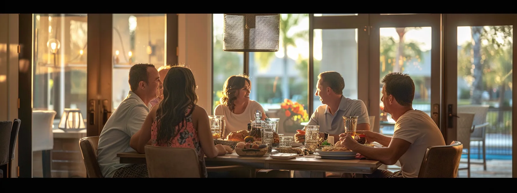 a group of homeowners at babcock ranch gathered around a table, engaged in a discussion about hoa fees and governance.