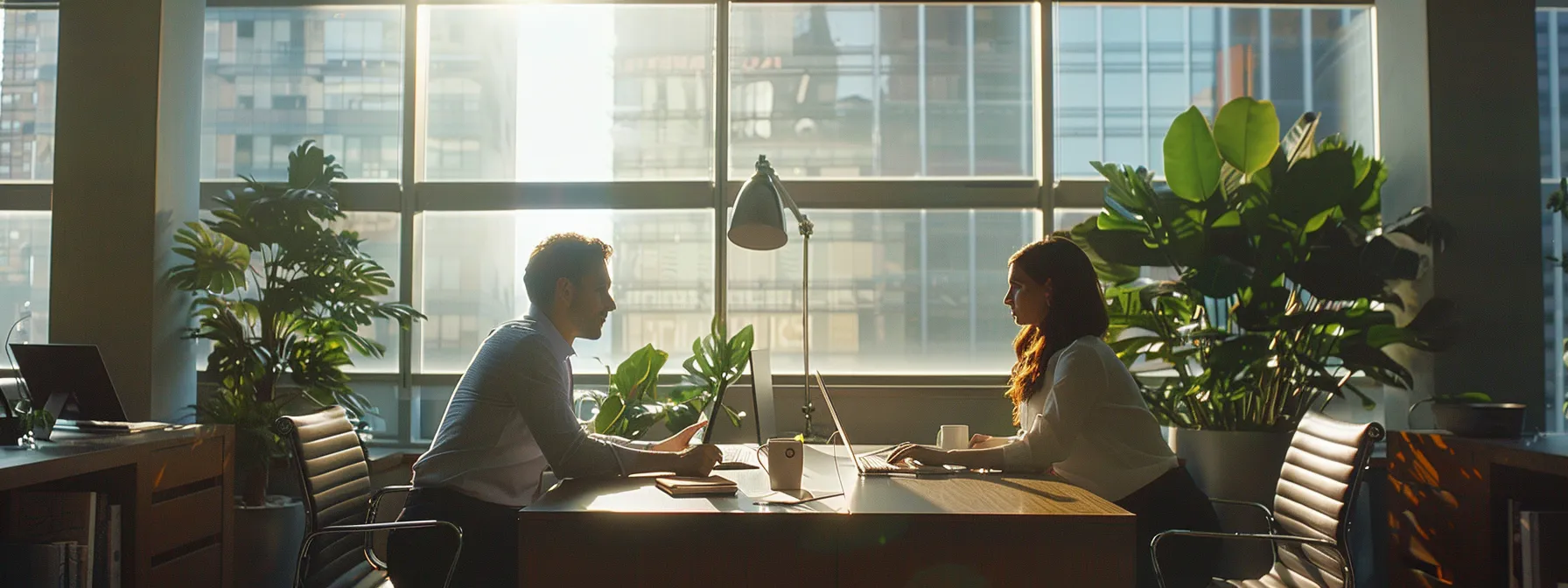 a person reviewing a detailed land contract agreement with a legal professional in a well-lit office setting.