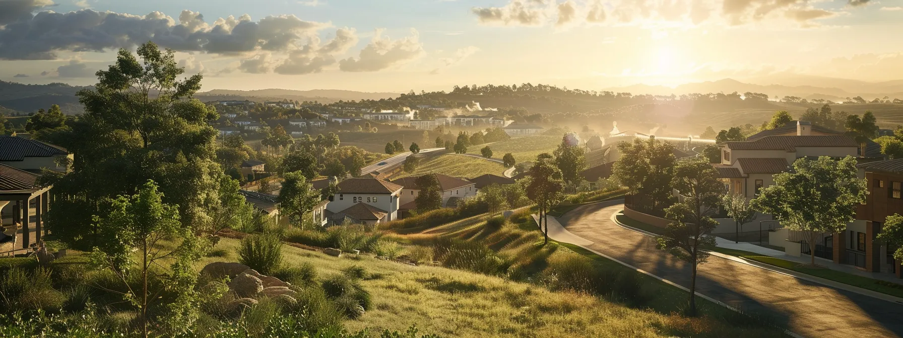 a sprawling babcock ranch neighborhood with diverse amenities linking modern homes under a sunny sky, showcasing factors influencing hoa fees.