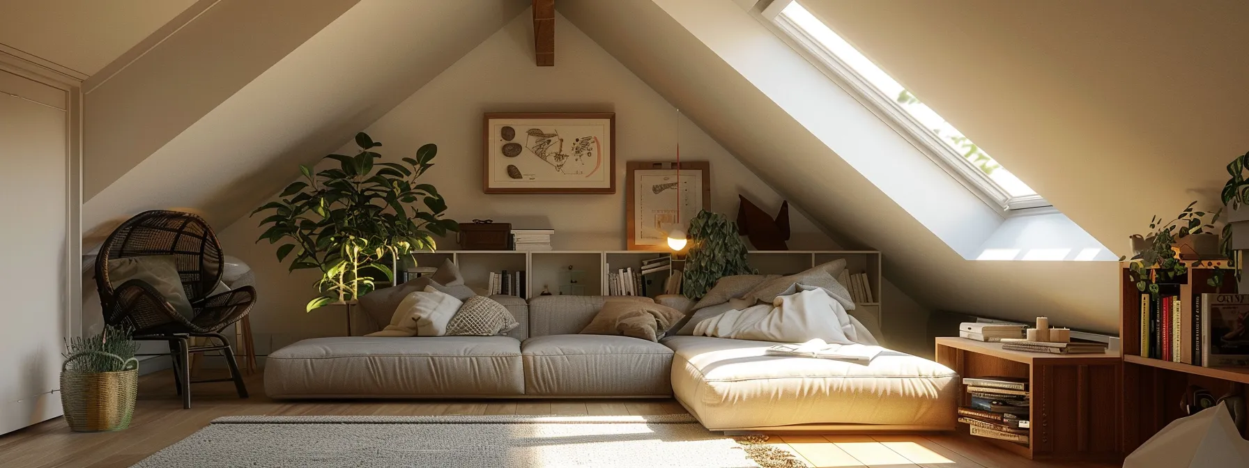 a cozy attic conversion with energy-efficient materials and clever storage solutions, showcasing a cost-effective home addition strategy.